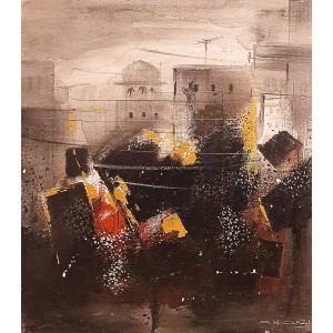 G. N. Qazi, 14 x 16 inch, Acrylic on Canvas, Cityscape Painting, AC-GNQ-57